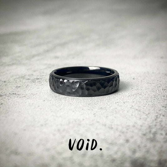 Pitted Black Stainless Steel Ring - RING113VD