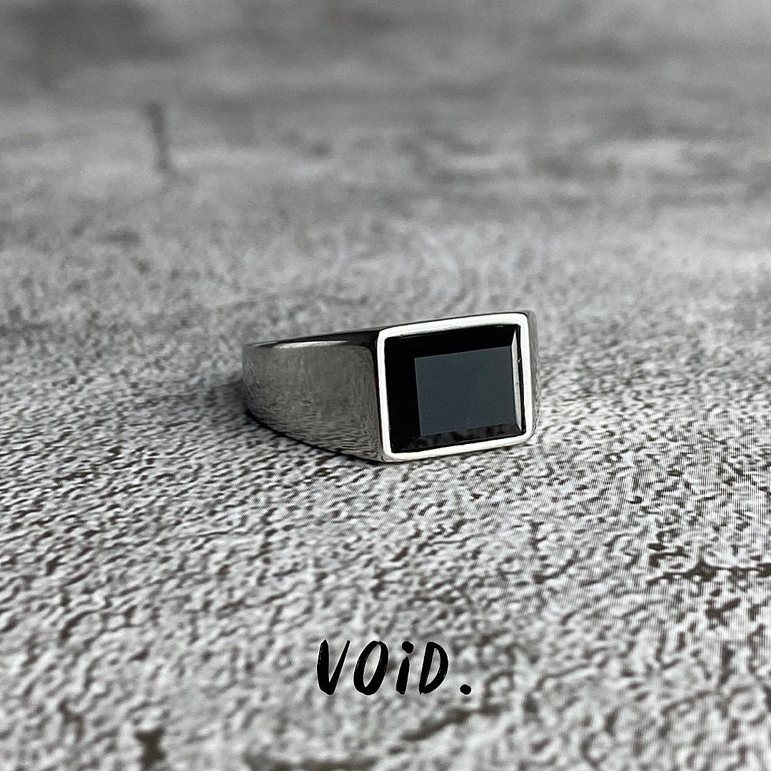 Narrow Onyx Stainless Steel Ring - RING84VD