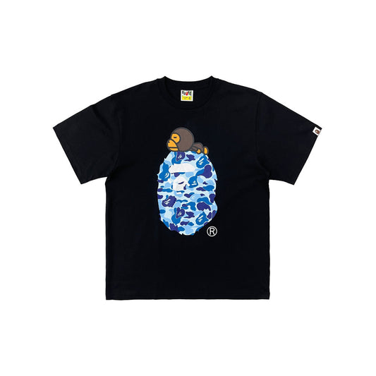 BAPE ABC Camo Milo On Big Ape Tee Black Blue