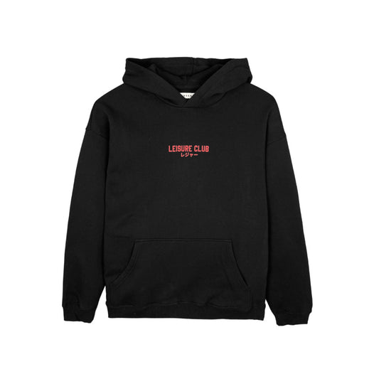 Leisure Club Print Oversized Hoodie Black