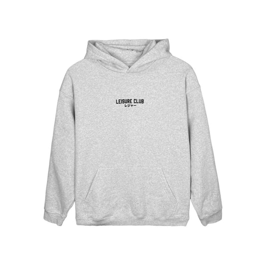 Leisure Club Print Oversized Hoodie Ash Heather