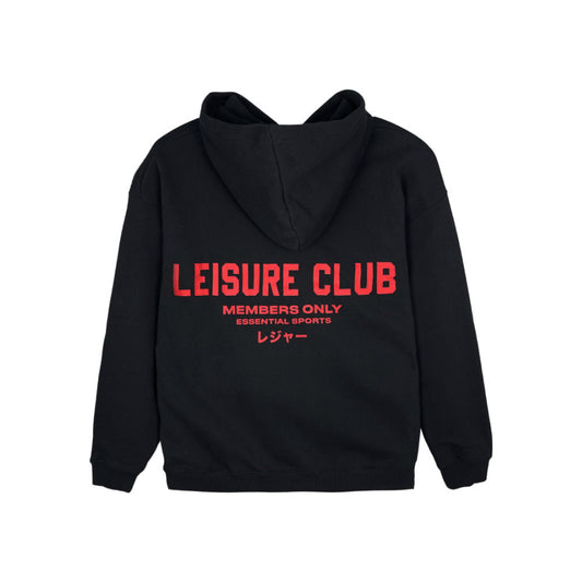 Leisure Club Print Oversized Hoodie Black