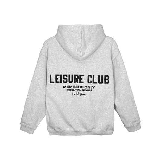 Leisure Club Print Oversized Hoodie Ash Heather
