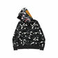 BAPE City Camo Shark Wide Full Zip Double Hoodie Black