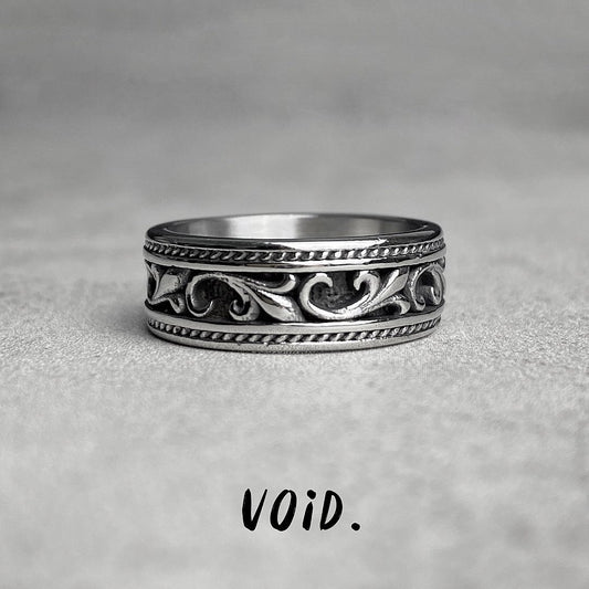 Floral Patterned Stainless Steel Ring - RING123VD