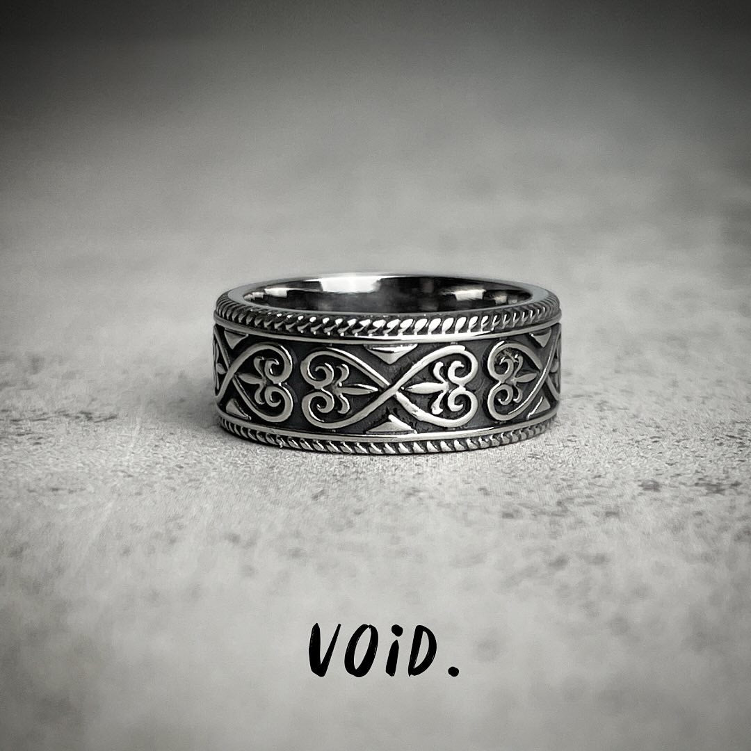 Patterned Stainless Steel Ring - RING158VD