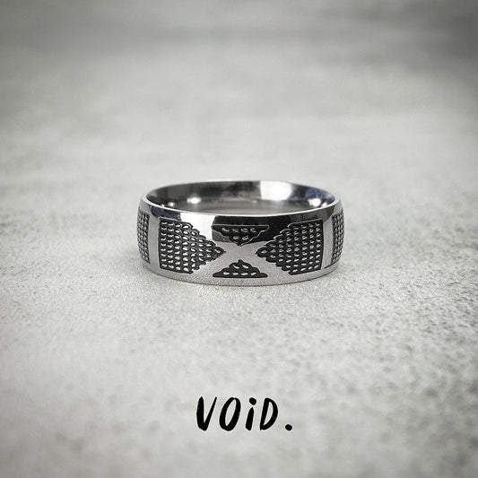 X Patterned Stainless Steel Ring - RING134VD