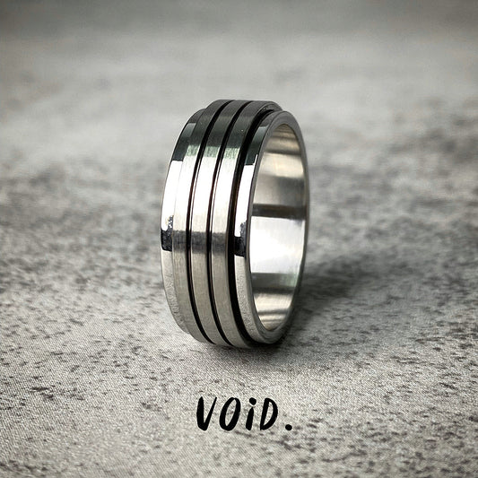 Three Row Spinner Stainless Steel Ring - RING105VD