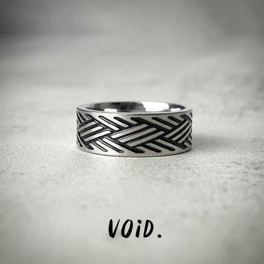 Metal Texture Patterned Stainless Steel Ring - RING139VD