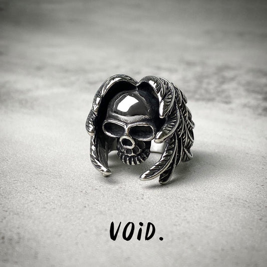 Feather Skull Stainless Steel Ring - RING152VD