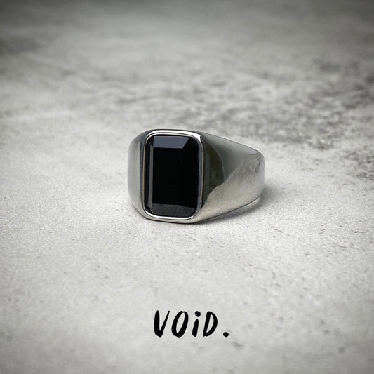 Rectangular Onyx Stainless Steel Ring - RING156VD