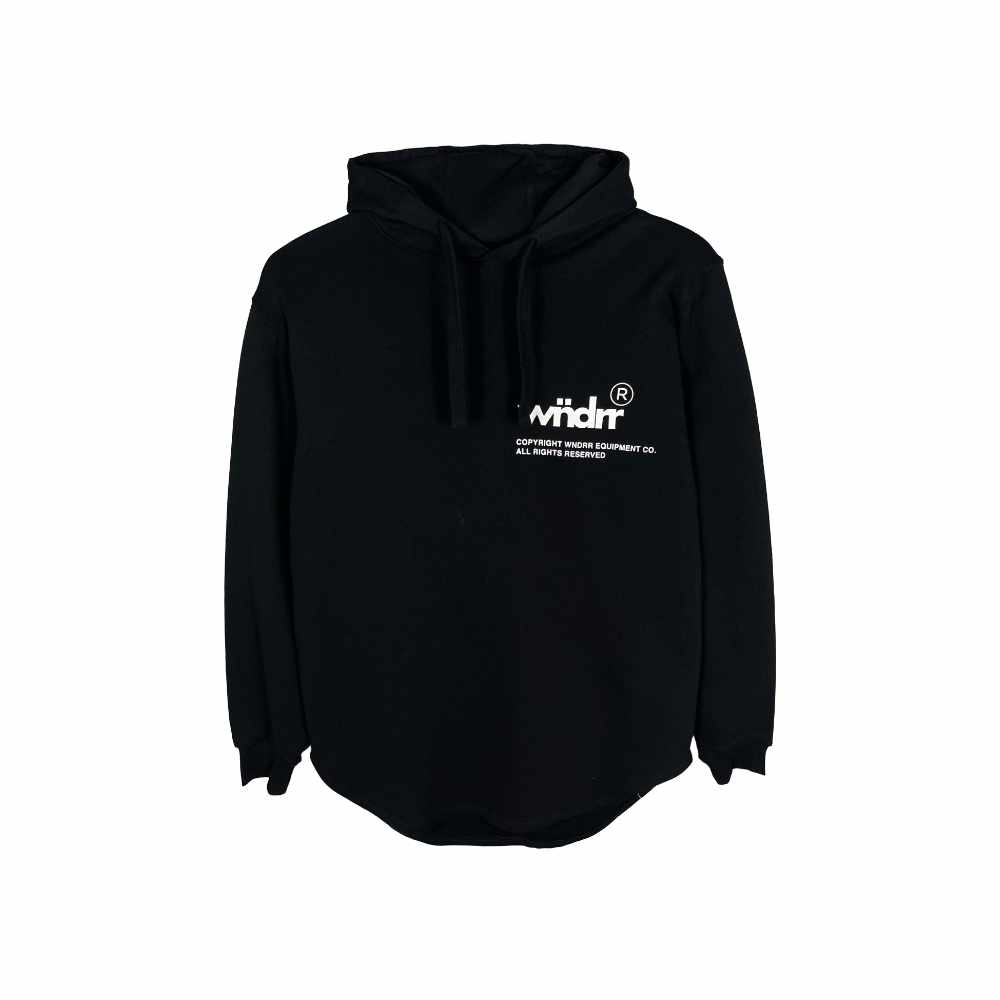 WNDRR Offcut Curved Hem Hood Sweat Black