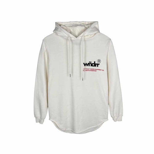 WNDRR Offcut Curved Hem Hood Sweat White