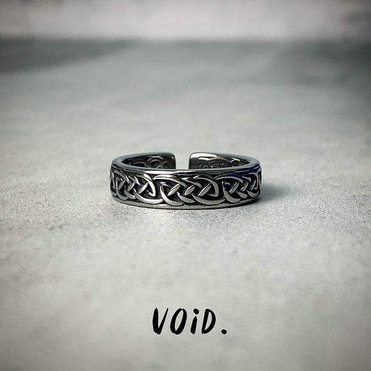 Patterned Open Cuff Stainless Steel Ring - RING120VD