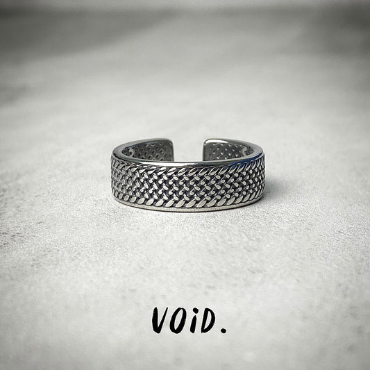 Patterned Open Cuff Stainless Steel Ring - RING121VD