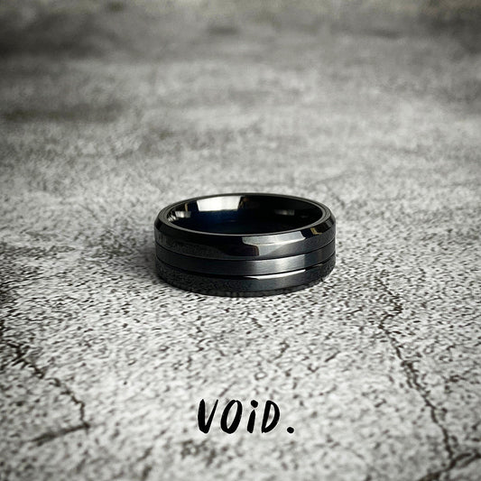 Black Brushed Middle Line Stainless Steel Ring - RING41VD