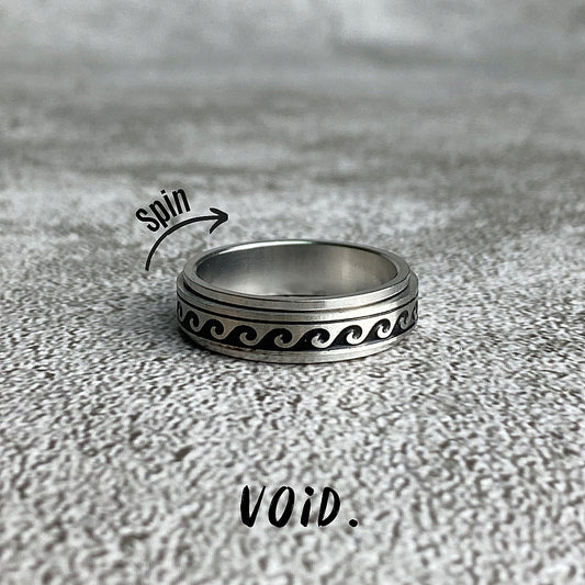 Wave Patterned Spinner Stainless Steel Ring - RING95VD