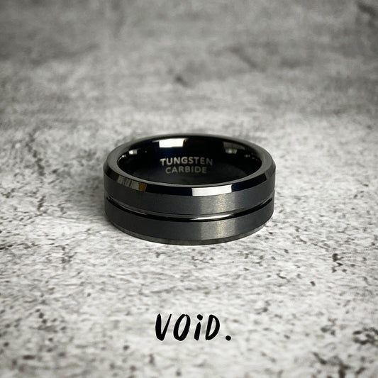 Black Middle Line Tungsten Carbide Ring - RING61VD