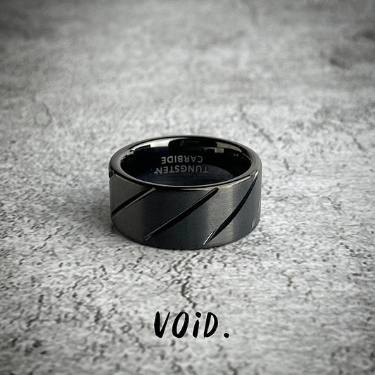 Black Striped Tungsten Carbide Ring - RING63VD