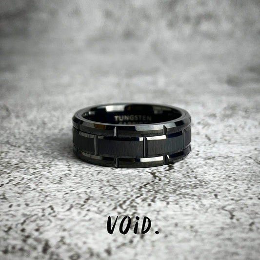 Black Brushed Groove Tungsten Carbide Ring - RING64VD