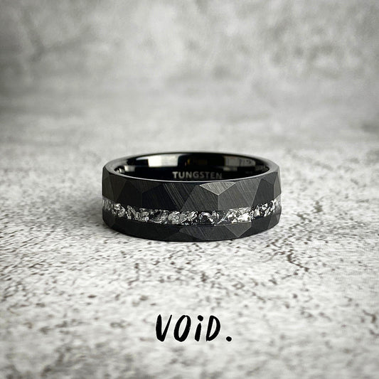 Black Meteorite Tungsten Carbide Ring - RING65VD