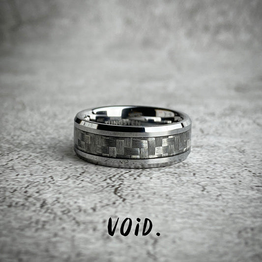 Silver Carbon Fiber Inlay Tungsten Carbide Ring - RING66VD