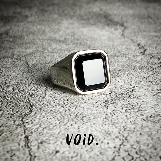 Square Black Onyx Stainless Steel Ring - RING27VD